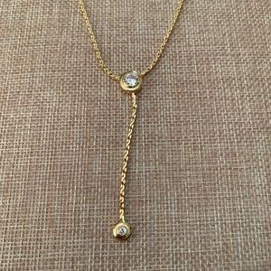 Cobra Chain 2 Bezel Set Round Lariat CZ’S